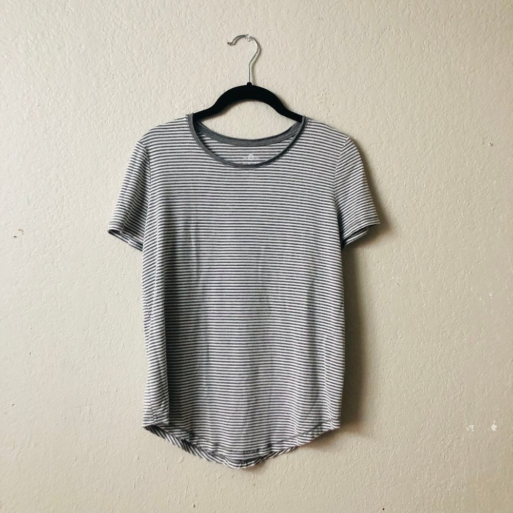 SO Perfect Tee, Striped Short-Sleeve, Gray/White (S)